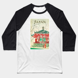 Vintage Travel Poster Japan Geisha Baseball T-Shirt